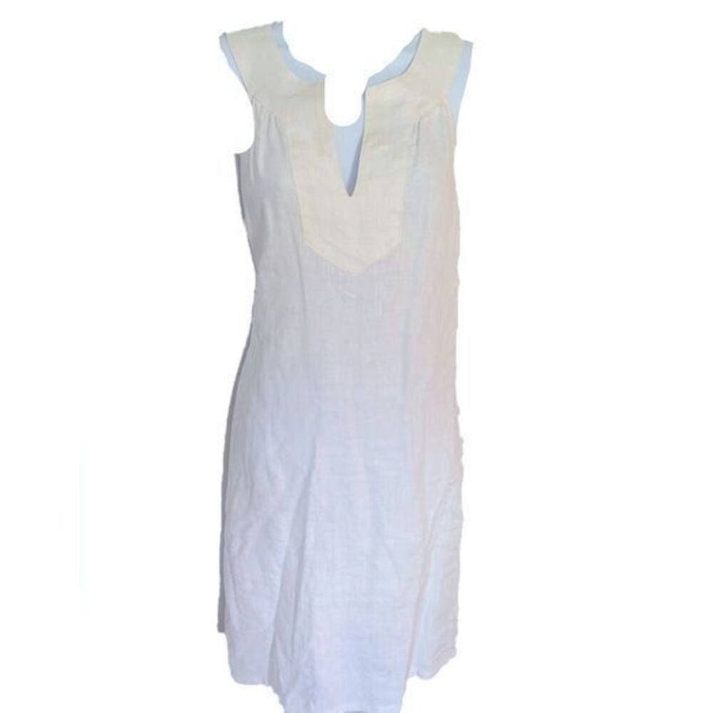 Tommy Bahama linen shift -S white linen , armpit to armpit-19.  L -36